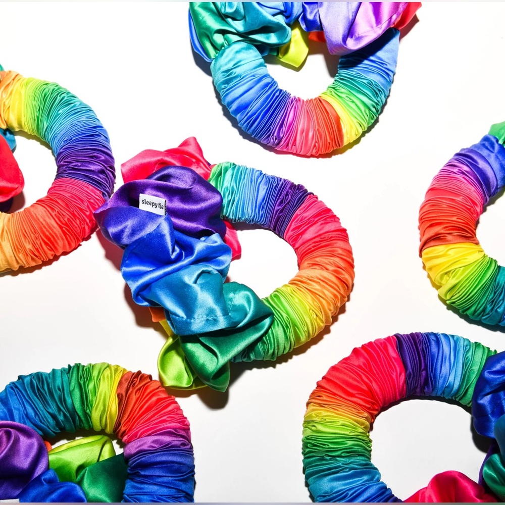 SleepyTie PRIDE limited edition Rainbow Scrunchie